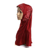 Dignified Muslim Gauze Lace Zircon Kerchief Scarf    wine red