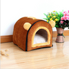 Dog Cat Pet House Kennel Warm Bed  with Fleece Mattress Portable Easy Wash
