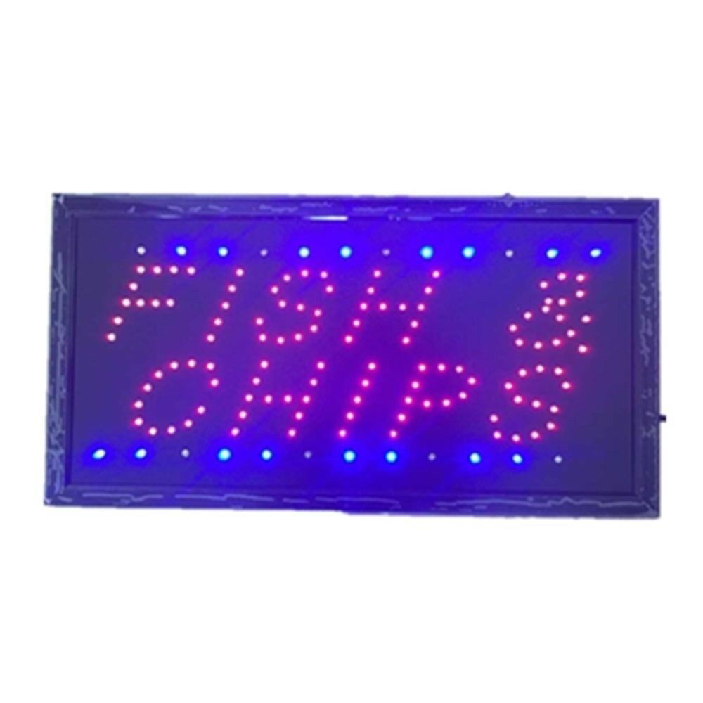 Neon Lights LED Animated Fish Chips Customers Attractive Sign  Shop Sign 220V