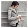 Hooded Down Coat Woman Slim Warm Screw Thread Chic   grey
