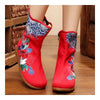 Vintage Beijing Cloth Shoes Embroidered Boots red 35