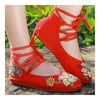 Old Beijing Cloth Embroidered Shoes Low-cut   red