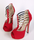 Gold Hollow Out Roma Peep-toe Platform High Heels for Party Event Club Black/Red
