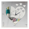 3d Silencioso Niños Habitación Reloj de Pared Corazón Amor Espejo Plata