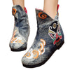 Vintage Beijing Cloth Shoes Embroidered Boots grey thin shoes 35