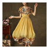 Ruffled collar Long Dress Leopard Print Gradient Ramp   S