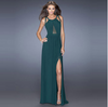 Maroon Mesh Insert Open Back Thigh Split Maxi Long Dress Party Formal Event