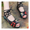 Vieux Beijing Chiffon Brodé Chaussures Confortable Sandales Noires