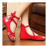 Vieux Beijing Chiffon Brodé Chaussures Semelle Souple Rouge