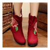 Peacock Vintage Beijing Cloth Shoes Embroidered Boots jujube 35