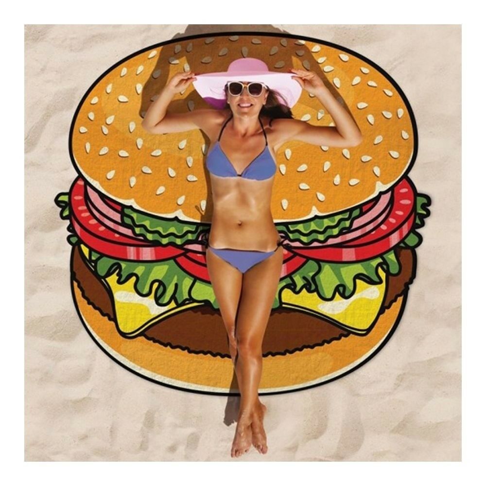 Chiffon Round Tassel Knitted Beach Towel Lantern Towel   hamburger