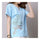 Loose Plus Size Cotton&Flax Casual Top T-shirt   sky blue