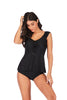 Women Classic Solid Black bandage closure Padded One Piece  Swimsuit Padded Bra