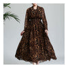 Dreamlike Chiffon Long Sleeve Fake 2pcs Suit Long Dress   leopard print  M