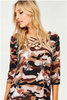 Women Camouflage Floral Bull Head Cowskull Casual Jersey Blouse Top