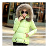 Winter Slim Candy Color Fur Collar Short Down Coat light green