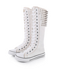 Canvas Spike Rivet Lace Up Wedges Flat Skate Mid-Calf Sneaker Boots