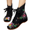 Vintage Beijing Cloth Shoes Embroidered Boots 11-01   black   35