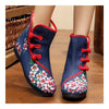 Vintage Beijing Cloth Shoes Embroidered Boots 12-02  blue  35