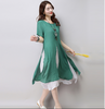 Fashion  Asian Style Layered Multi Slit Linen Tunic Dress Spring Summer Casual