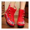 Vintage Peking Stoff Schuhe Bestickt Stiefel Rot Dünn Schuhe 35