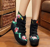Four Shoelace Vintage Beijing Cloth Shoes Embroidered Boots   black thin shoes