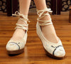 Vintage Chinesisch Ethnische Stickerei Hoher Absatz Aufzug Tanzen Schuhe Vögel