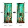 Door Sticker New 3D DIY PVC Waterproof  Door Wall Mural Green Plank qd013