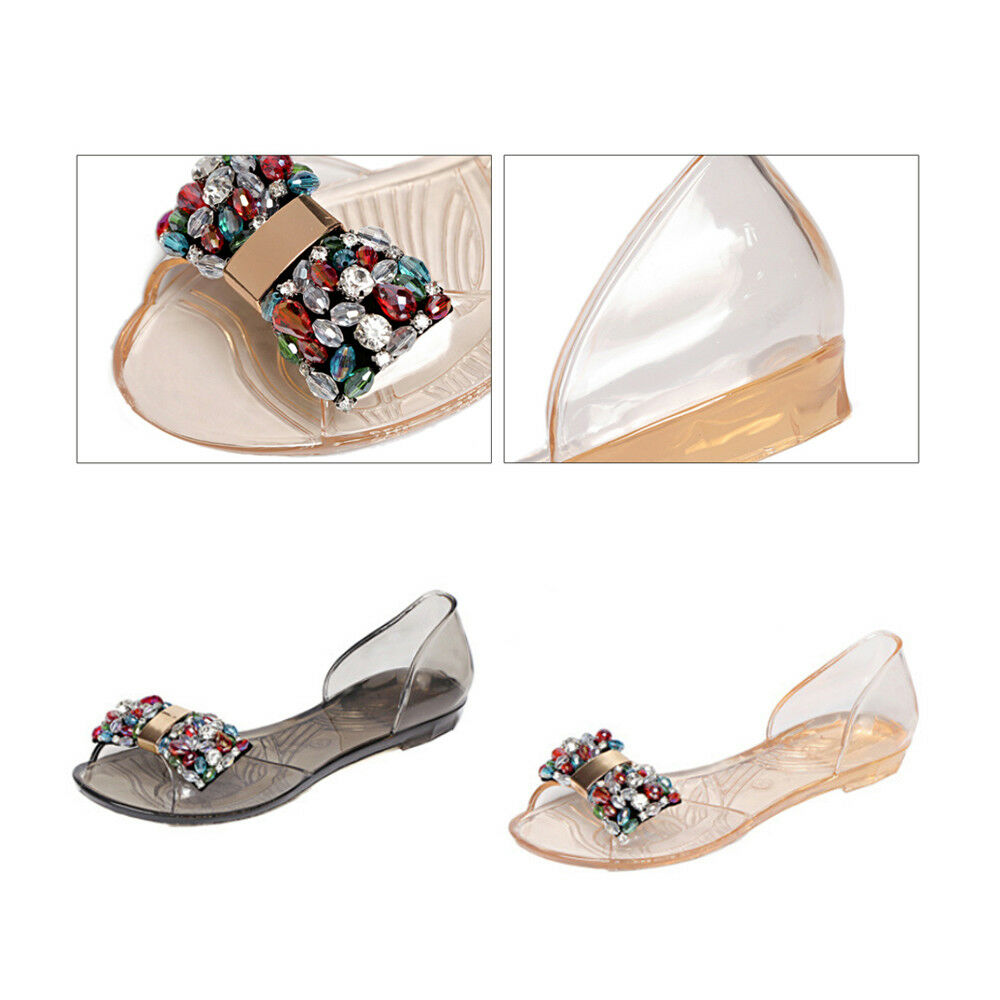 Bowknot Dot Transparent Jelly Shoes Peep-toe Sandals Beach Summer