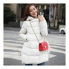 Woman A Shape Thick Hoodied Woolen Middle Long Down Coat   cream