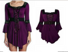Plus Size Victorian Gothic Sweetheart Bell Sleeves Lace Corset Top T-shirt