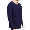 Platte Knopf Top Flax Jacke Mantel Vintage Marineblau