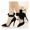 Super Groß Schleifenknopf Spitz Hoher Absatz Peep-Toe Damen Sandalen