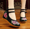 Vintage Chinesisch Ethnische Stickerei Hoher Absatz Aufzug Tanzen Schuhe Bouquet