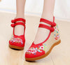 Chinesisch Ethnische Stickerei Hoher Absatz Aufzug Cheongsam Tanz Schuhe Bouquet