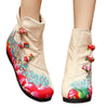 Vintage Beijing Cloth Shoes Embroidered Boots beige thin shoes 35