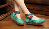Chinese Embroidered Shoes Women Ballerina Cotton Elevator shoes Phoenix Green