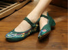 Chinese Embroidered Floral Shoes Women Ballerina Mary Jane Flat Ballet Cotton Lo
