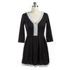 Vestido Cuello en 'V' Bonito Encaje Macramé Big Falda con Sobrefalda