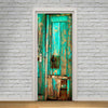 Door Sticker New 3D DIY PVC Waterproof  Door Wall Mural Green Plank qd013