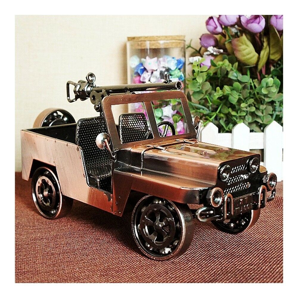 Iron Vintage Car Table Decoration Galvanized Surface   Red