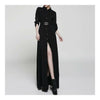 Slim Long Sleeve Slit Super Long Dress    S