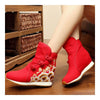 Wave Vintage Beijing Cloth Shoes Embroidered Boots red 35
