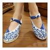 Alt Peking Bestickt Stoff Schuhe Flach