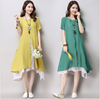 Moderno Asiático Estilo Capas Multi con Abertura Forrado Vestido Túnica