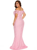Romantic Crochet Lace Floral Off Shoulder Thigh Split Maxi Long Party Prom dress