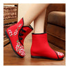 Vintage Beijing Cloth Shoes Embroidered Boots 12-02   red  35
