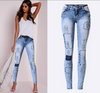 Sexy Denim Azul Cloth Parche Socorro Pitillo Vaqueros Elásticos