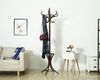 Coat Rack Stand 12 Hooks Wooden Walnut