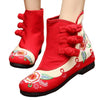 Vintage Beijing Cloth Shoes Embroidered Boots red 35